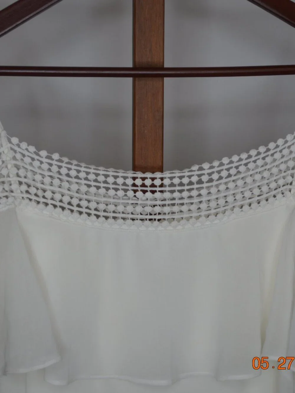 White House Black Market Women’s Large White Off Shoulder Sheer Layered Blouse
